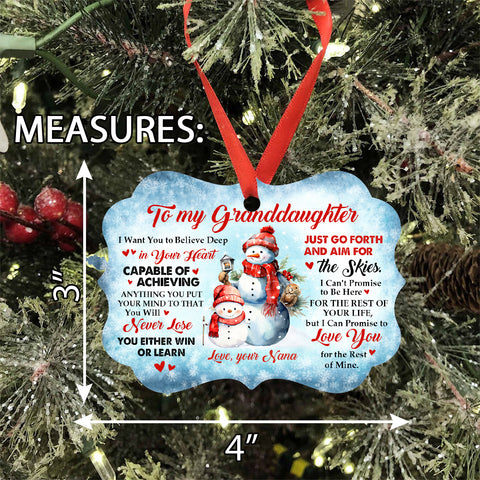 Granddaughter Gifts, Promise To Love You For The Rest Of Mine Cute Grandma & Grandkid Together Snowflakes Aluminum Ornament