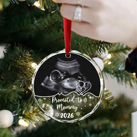 Mom To Be Gifts, Personalized Sonogram Glass Ornament, Promoted To Mommy Year, Custom Baby Photo Keepsake, Pregnancy Announcement, Expecting Mom Holiday Item,  Gifts For Mommy