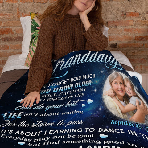 Gifts For Granddaughter, How Much As You Grow Older Cute Bear Upload Photo, Personalized Blanket, Gifts For Granddaughter From Grandma, Fleece Sherpa Blanket, Gifts For Christmas Xmas