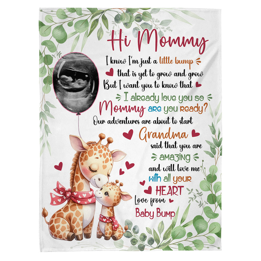 Mom To Be Gifts, I Already Love You Leaf Mommy Baby Giraffe With Balloon Green Leaf, Personalized Blanket, Gifts For New Mom