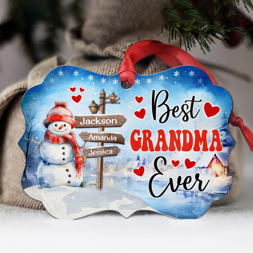 Unique Gifts For Grandma, Cute Xmas Winter Street Sign Awesome Grandma Ever Christmas Ornament, Gifts For Gigi From Grandchildren, Xmas Tree Hanging Medallion Aluminum Ornament