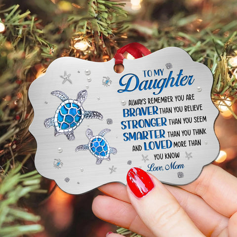 Cute Turtle You Are Smarter Than You Think Jewelry Style Printed Aluminum Ornament, Christmas Tree Holiday Ornament, Mom To Daughter Keepsake Gifts For Daughter Girl From Mom Mother