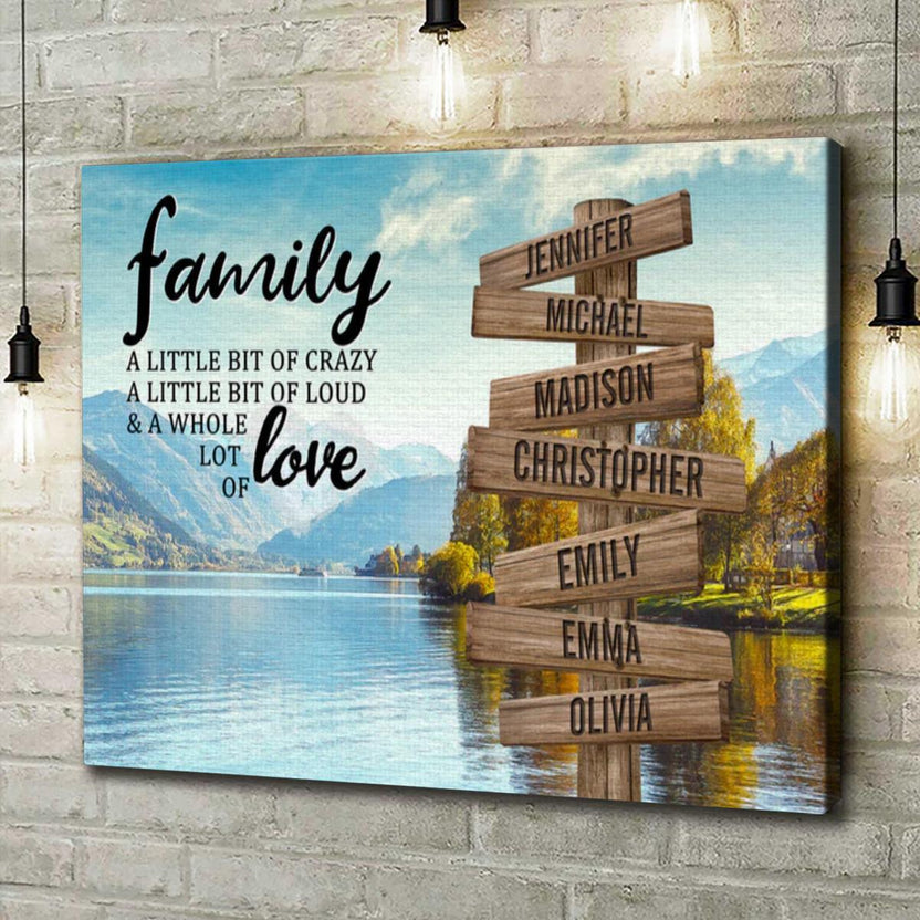 Personalized Canvas Wall Art For Parents Grandparents From Kids Grandkids Wooden Signs A Little Crazy Custom Multi Name Poster Prints Home Decor Family Gifts For Mom Dad On Birthday