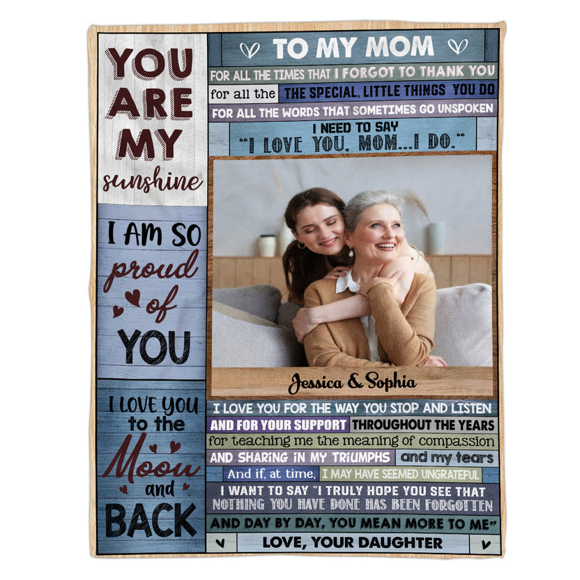 Gifts For Mom, Vintage Wooden Background Custom Love Letter Blanket To My Mom Warm And Cozy Blanket, Gifts For Mom From Daughter Fleece Blanket, Gifts For Birthday Mothers Day