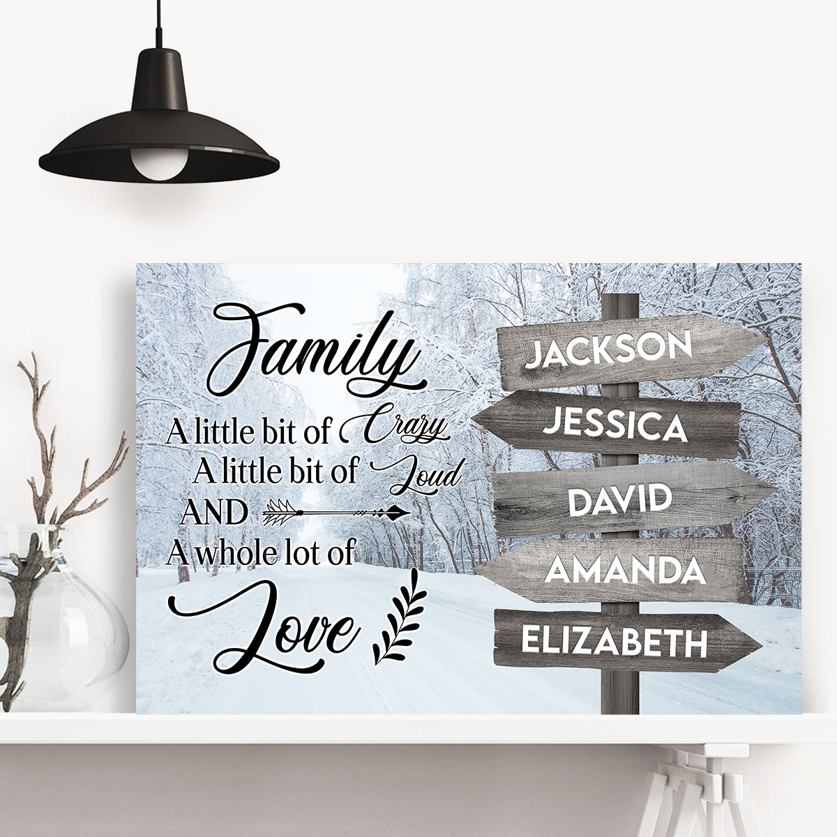 Family Gifts, Winter Family A Little Bit Of Crazy A Little Of Loud And Whole Lot Of Love Gifts For Mom Dad, Poster Canvas Art