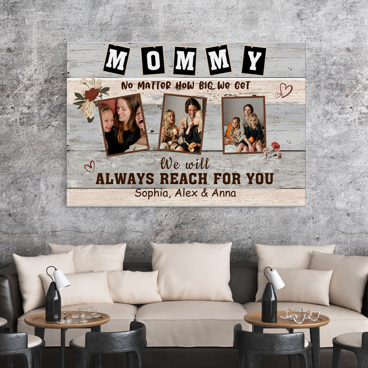 Gifts Ideas For Mom, No Matter How Big We Get We Will Reach, Personalized Canvas Wall Art, Gifts For Mom Mother From Kids Children, Poster Prints Home Decoration, Gifts For Birthday