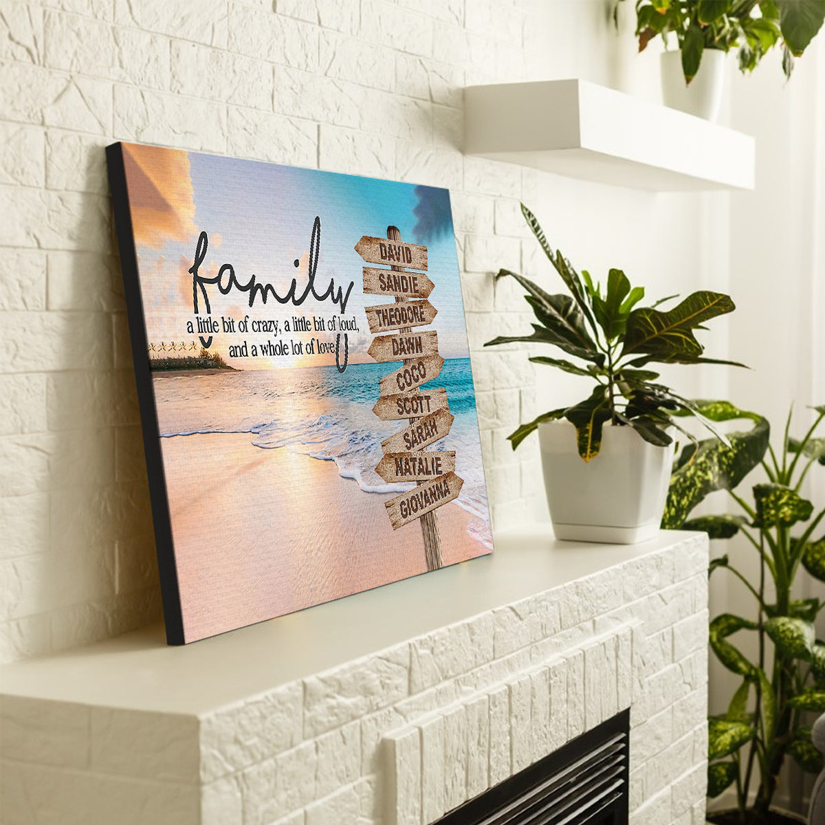 Gifts For Family, Family A Little Bit Of Crazy Street Sign Beach Printed , Personalized Canvas Wall Art, Gifts For Mom Dad, Poster Prints Home Decor, Family Wall Art, Gifts For Birthday