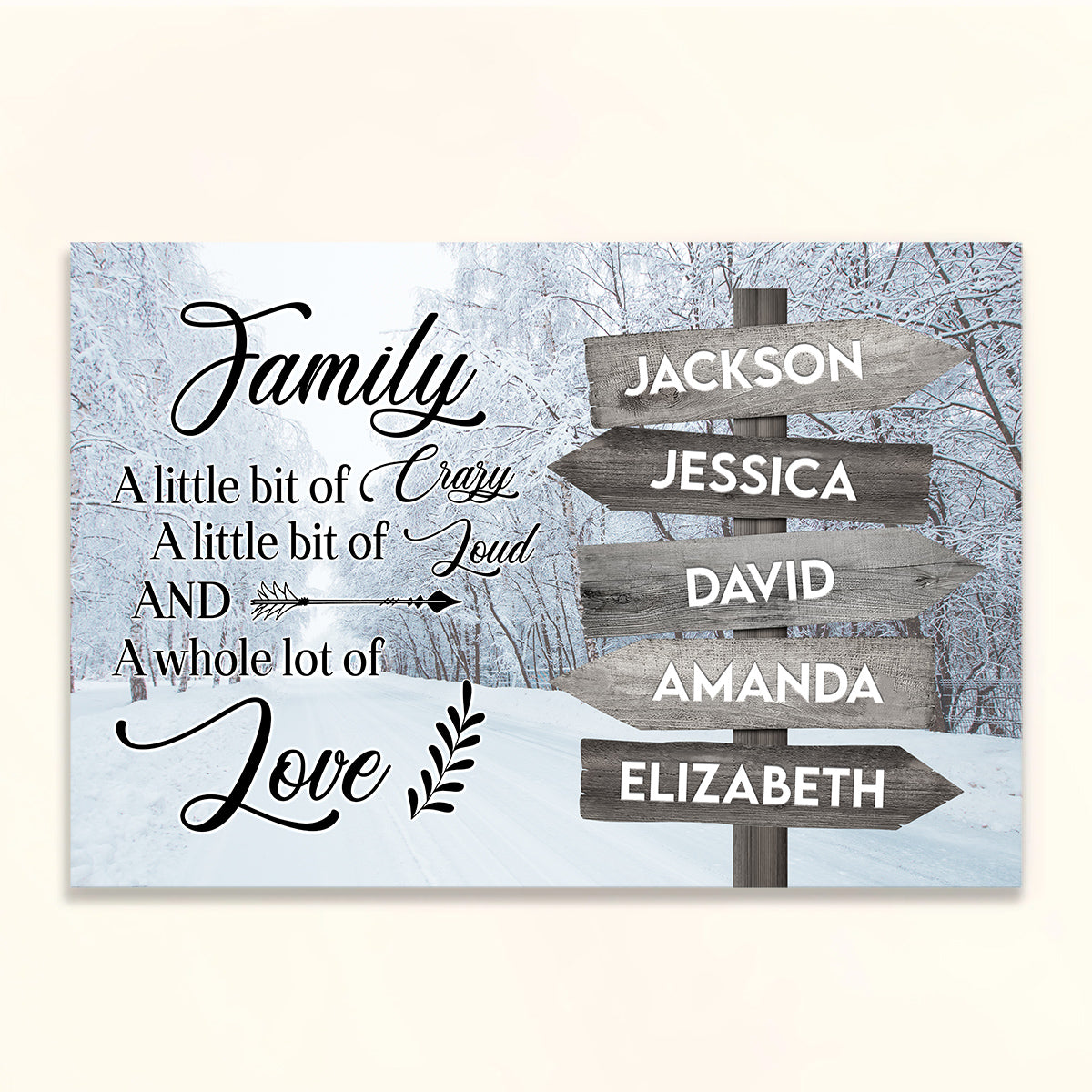 Family Gifts, Winter Family A Little Bit Of Crazy A Little Of Loud And Whole Lot Of Love Gifts For Mom Dad, Poster Canvas Art
