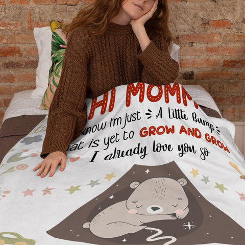 Mom To Be Gifts, I Already Love You Floral Cute Baby Bear Sleeping Ultrasound Mommy's Tummy Blanket For New Mom Mother's Day