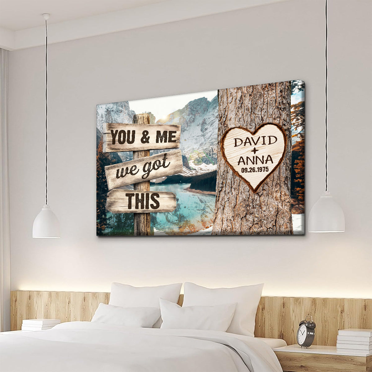 You & Me, We Got Rustic Wood Sign And Tree Heart Design, Personalized Canvas Wall Art, Gifts For Him Her From Darling, Poster Prints Wall Decor, Gifts For Valentine Anniversary