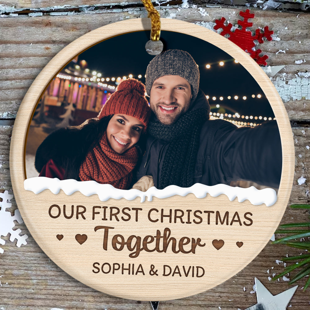 Couple Photo First Christmas Ornament, Custom Holiday Tree Decoration, Romantic Couple Keepsake, First Christmas Together Keepsake, Holiday Ornament Gifts For Him Her Honey Wife Husband
