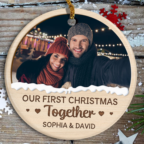 Couple Photo First Christmas Ornament, Custom Holiday Tree Decoration, Romantic Couple Keepsake, First Christmas Together Keepsake, Holiday Ornament Gifts For Him Her Honey Wife Husband