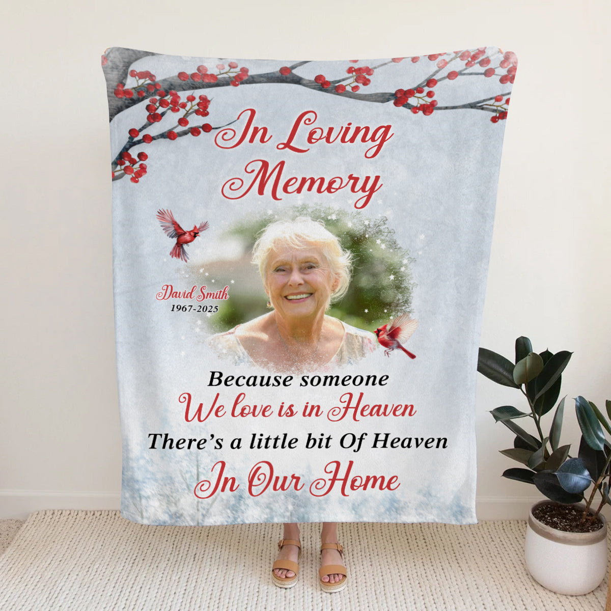 Sympathy Gifts, Memorial Blanket With Photo, Loving Memory Because Someone We Love Is In Heaven Condolence Gifts Anniversary
