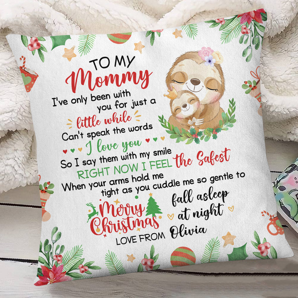 Personalized Square Pillow For New Mom From Newborn Baby Family Pregnancy Gifts Cute Sloth I've Only Been With You Xmas Decor Custom Name Double Sided Sofa Couch Cushion On Christmas