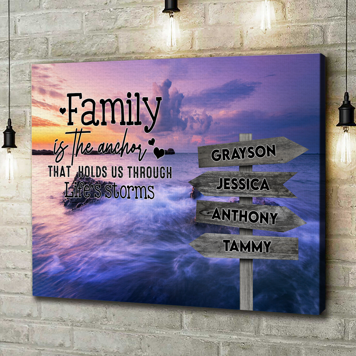 Personalized Canvas Wall Art For Mom Dad Kids From Son Daughter Street Sign Multi Name Family Is The Anchor Custom Multi Name Poster Prints Home Decor Family Gifts For Mom Dad