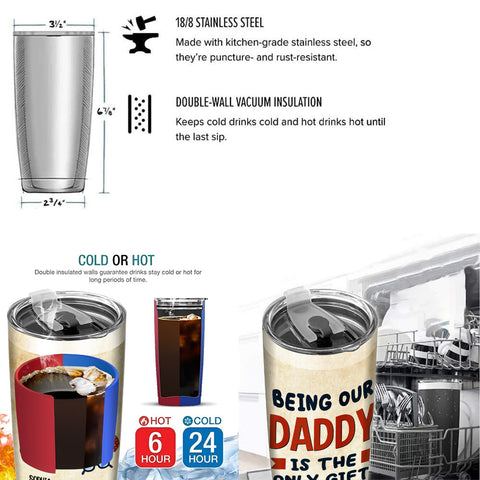 Being Our Daddy Is The Only Need Personalized Name Tumbler, Custom Kids Names Photo, Stainless Steel Coffee Travel Mug, Personalized Tumbler, Gifts For Dad Gag Gifts From Daughter Son