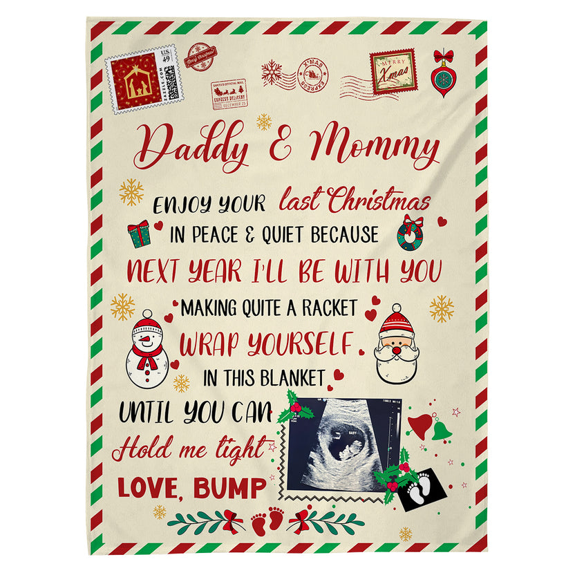 New Parents Gifts, Parent To Be Gifts From Baby Bump Blanket For Pregnant Wife Custom Sonogram Future Daddy And Mommy, Personalized Blanket, Gifts For New Parents, Fleece Sherpa Blanket