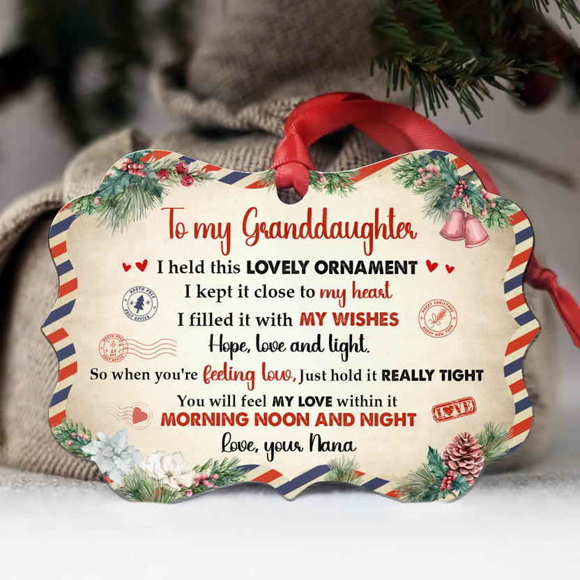 Granddaughter Gifts, Vintage Airmail Letter I Held This Lovely Ornament Medallion Aluminum Ornament  For Baby From Mimi, Xmas Tree Decor, Gifts For Birthday Xmas Holiday Winter