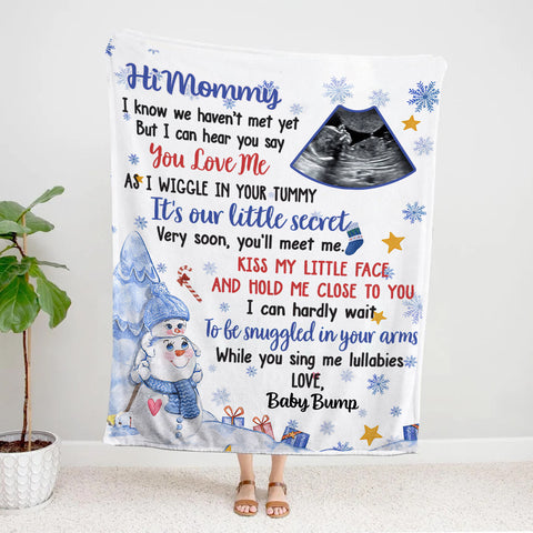 Mom To Be Gifts, Very Soon You Will Meet Me Snowmans And Baby Ultrasound, Personalized Blanket, Gifts For Mommy First Mom, Fleece Sherpa, Blanket For New Mom, Gifts For Christmas Xmas
