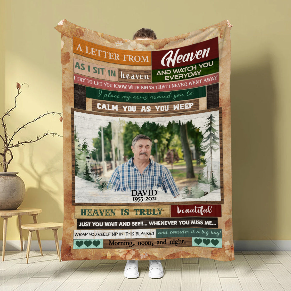 Personalized Memorial Blanket With Photo, In Heaven Love Letter Memorial Blanket , Loss Of Grandma Grandpa Fleece Sherpa, Condolence Gifts For Anniversary