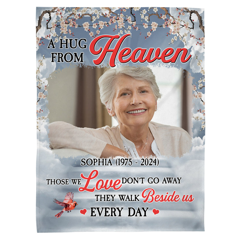 Remembrance Gifts, Personalized Memorial Blanket With Photo, Those Love Don't Go They Walk Beside Us, Loss Of Grandfather Papa Blanket, Fleece Sherpa, Condolence Gifts For Anniversary