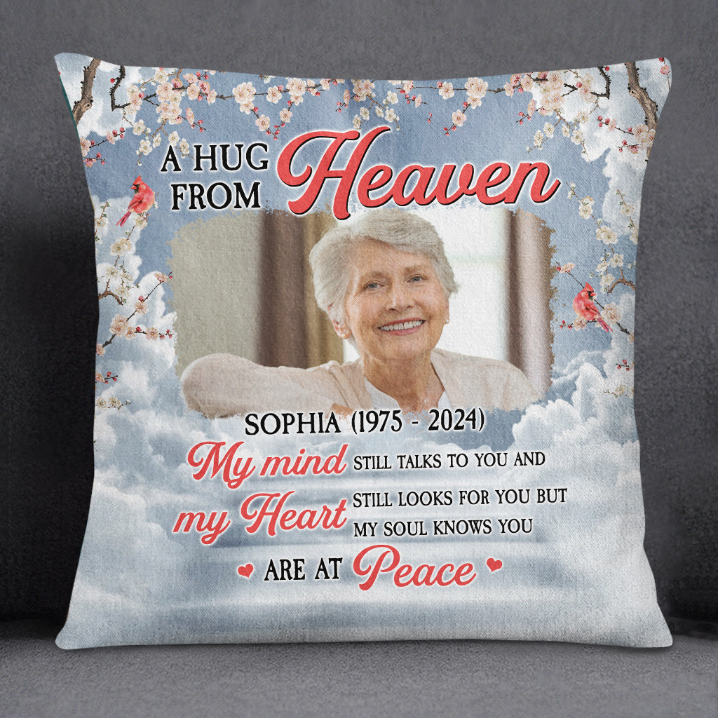 Memorial Gifts, Personalized Memorial Square Pillow, My Mind Still Talks Heart Looks For You, Gifts For Loss Of Mom Grandma, Sofa Couch Cushion, Memorial Gifts For Anniversary Birthday
