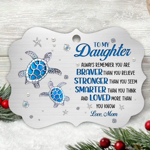Cute Turtle You Are Smarter Than You Think Jewelry Style Printed Aluminum Ornament, Christmas Tree Holiday Ornament, Mom To Daughter Keepsake Gifts For Daughter Girl From Mom Mother