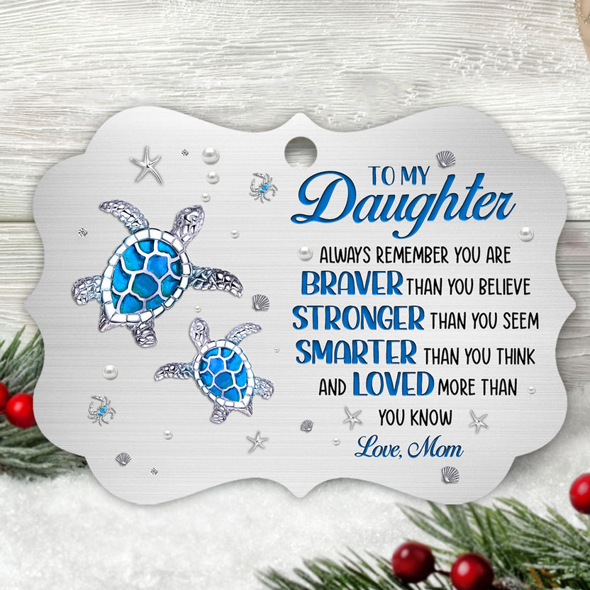 Cute Turtle You Are Smarter Than You Think Jewelry Style Printed Aluminum Ornament, Christmas Tree Holiday Ornament, Mom To Daughter Keepsake Gifts For Daughter Girl From Mom Mother