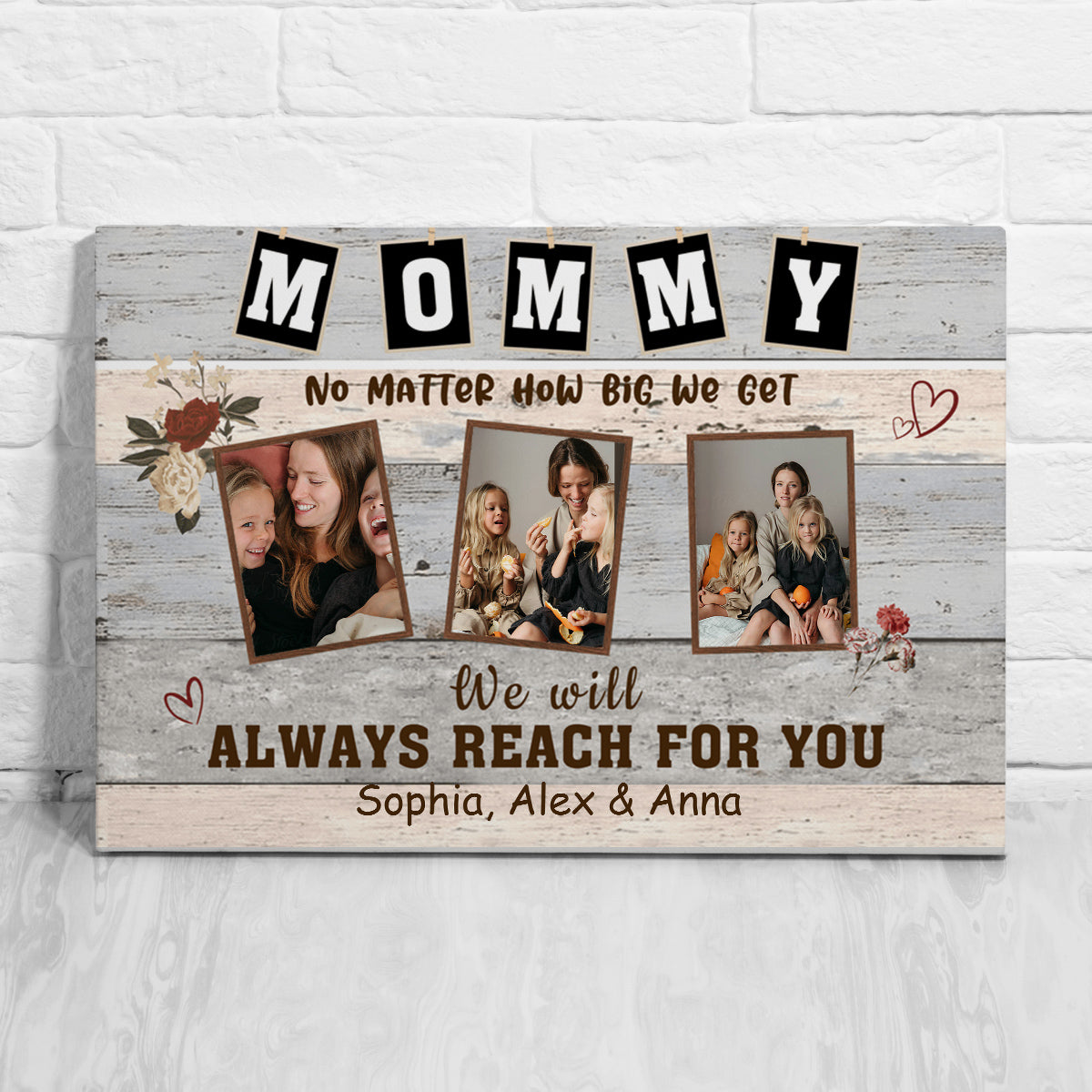 Gifts Ideas For Mom, No Matter How Big We Get We Will Reach, Personalized Canvas Wall Art, Gifts For Mom Mother From Kids Children, Poster Prints Home Decoration, Gifts For Birthday