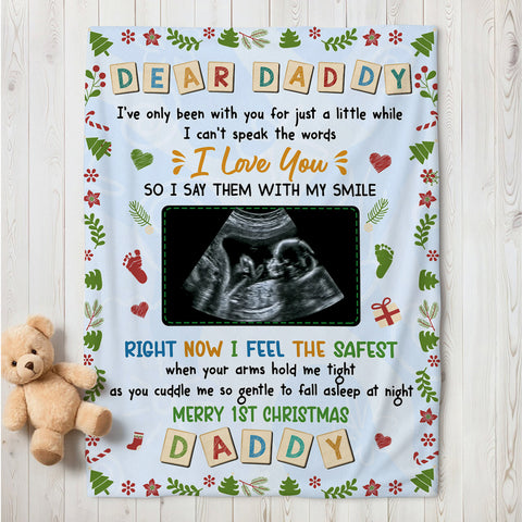 Dad To Be Gifts, Dear Daddy I've Only Been With You Baby Ultrasound, Personalized Blanket, Gifts For Future Dad To Be, Fleece Sherpa, Pregnancy Reveal Blanket, Gifts For Christmas