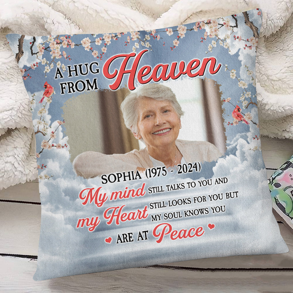 Memorial Gifts, Personalized Memorial Square Pillow, My Mind Still Talks Heart Looks For You, Gifts For Loss Of Mom Grandma, Sofa Couch Cushion, Memorial Gifts For Anniversary Birthday