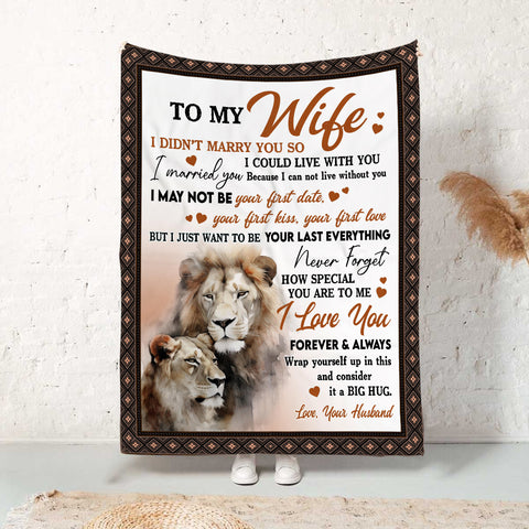 Gifts Ideas For Wife, Lion Couple Love You Always, Personalized Blanket, Gifts For Husband And Wife From Husband Lovers, Custom Fleece Sherpa Blanket, Gifts For Birthday Anniversary