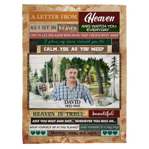 Personalized Memorial Blanket With Photo, In Heaven Love Letter Memorial Blanket , Loss Of Grandma Grandpa Fleece Sherpa, Condolence Gifts For Anniversary