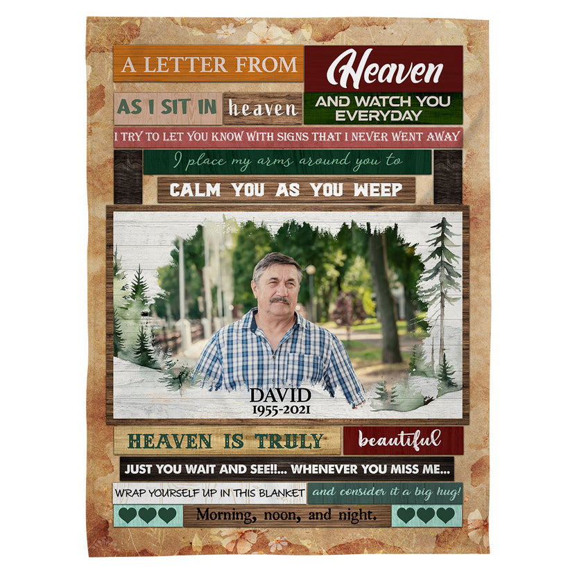 Personalized Memorial Blanket With Photo, In Heaven Love Letter Memorial Blanket , Loss Of Grandma Grandpa Fleece Sherpa, Condolence Gifts For Anniversary