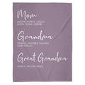 Grandma Gifts, Personalized Name Fleece Bedding Blanket, Mom Grandma Family Tree, Established Year Est Years And Names, Gifts For Nana From Grandkids, Custom Fleece Sherpa Blanket