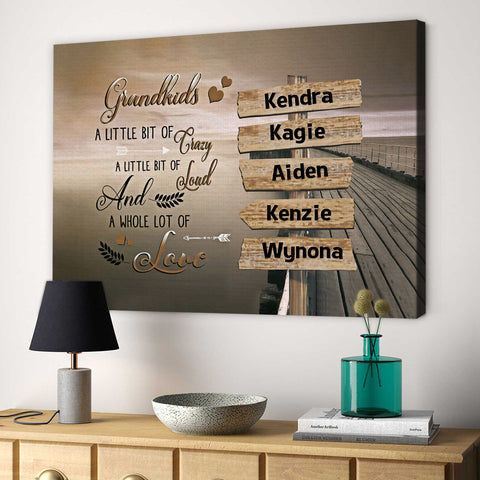 Gifts For Grandma, Street Sign Grandkids Grandparents Wooden River Wall , Personalized Canvas Wall Art, Gifts For Mimi From Grandchild, Poster Prints Home Decor, Gifts For Birthday