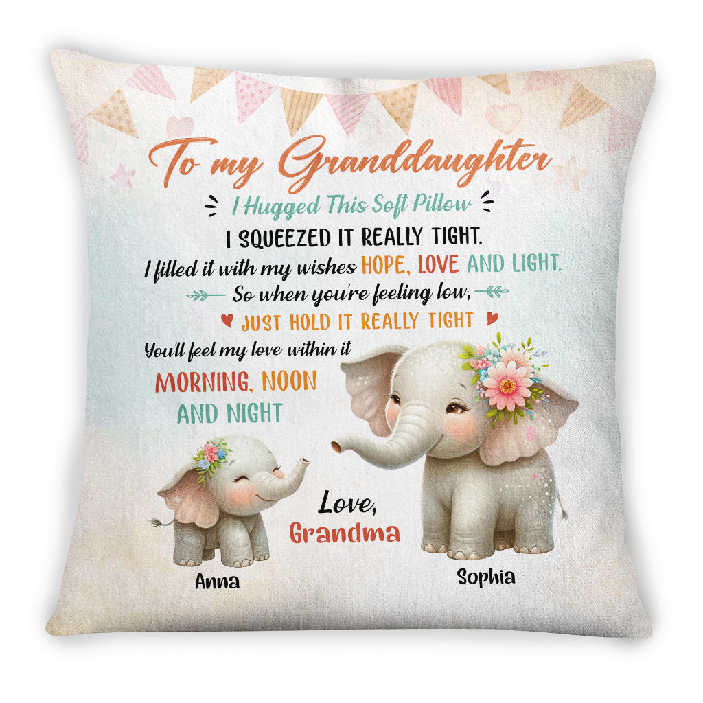 Personalized Square Pillow For Grandkids From Nana Gifts For Granddaughter You'll Feel My Love Within It Morning Noon Night Cute Grandma Grandkids Elephant Double Sided Sofa Couch
