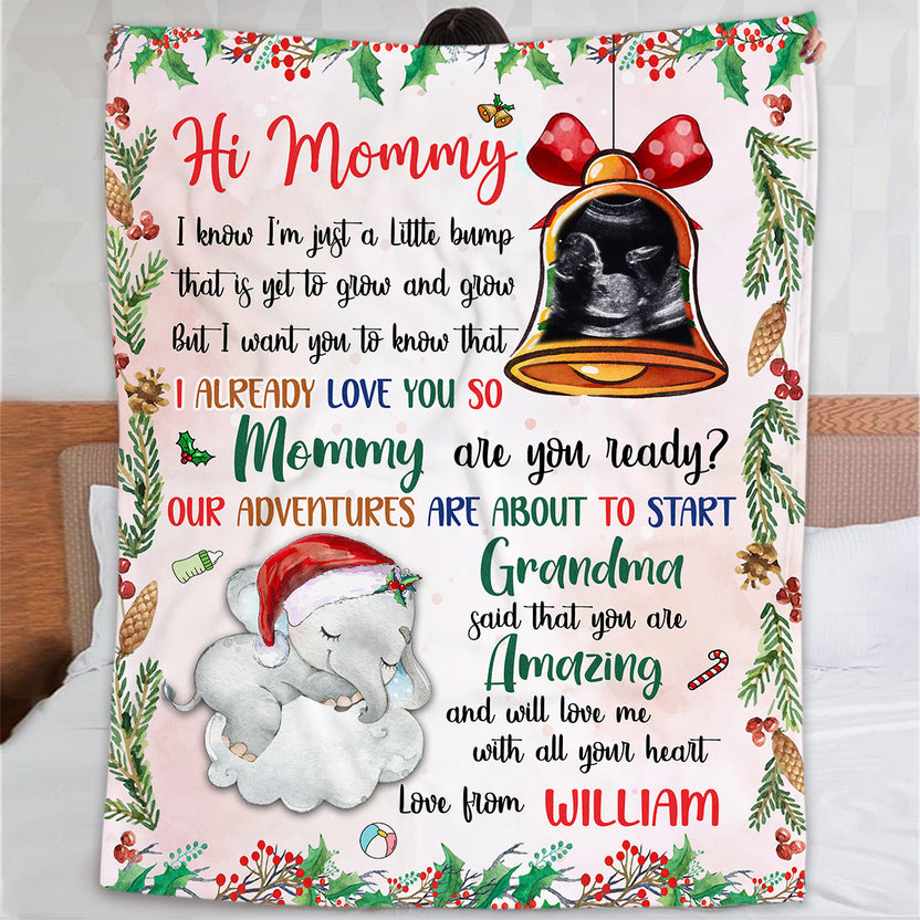 Mom To Be Gifts, Baby Ultrasound In Bell And Elephant Mommy Are You Ready Our Adventures Blanket, Gifts For New Mommy