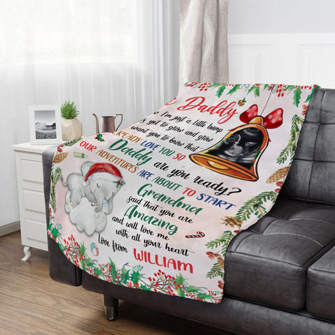 New Dad Gifts, Baby Ultrasound In Bell And Elephant Daddy Are You Ready Our Adventures Blanket, Gifts For New Daddy, Fleece Sherpa, New Dad Blanket, Gifts For Xmas