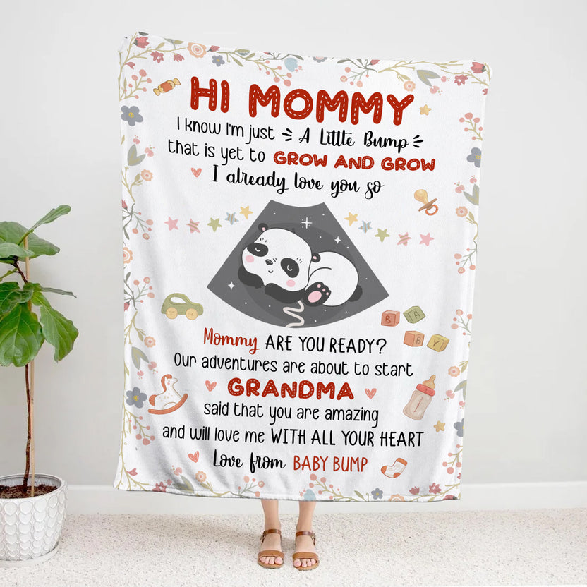 Mom To Be Gifts, I Already Love You Floral Cute Baby Panda Sleeping Ultrasound Mommy's Tummy, Personalized Blanket, Gifts For New Mommy, Fleece Sherpa, New Mom Blanket For Mother's Day