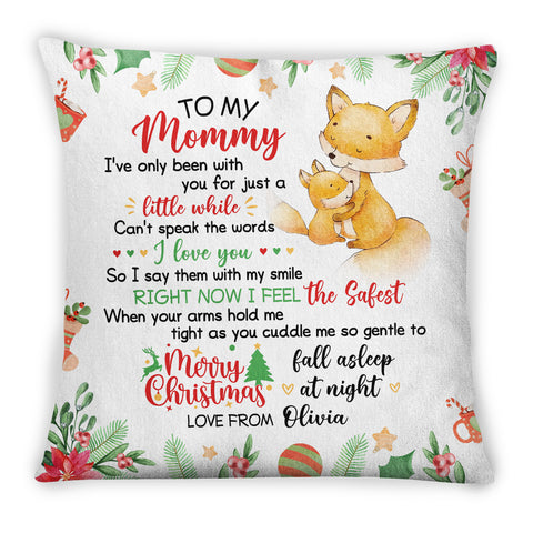 Personalized Square Pillow For New Mom Pregnancy Gifts Cute Fox I've Only Been With You Custom Double Sided Sofa On Christmas