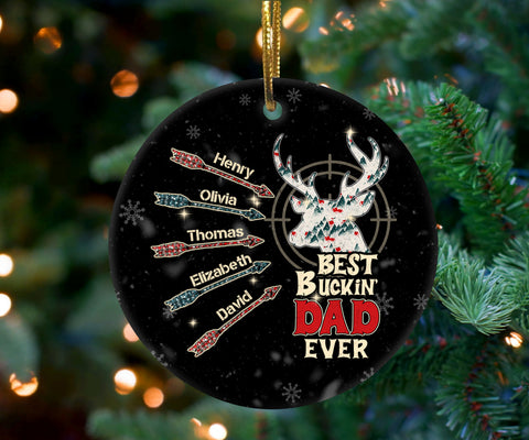 Personalized Christmas Ornament For Dad Father Daddy Funny Gifts For Dad From Daughter Son Kids  Buckin Dad Hunting Deer Arrows Custom Name Tree Hanging Ornament On Birthday Christmas Xmas