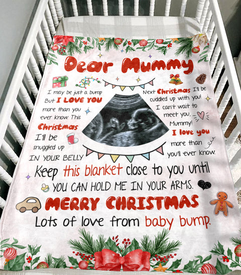 Personalized Blanket For Future Mother From Baby Bump Pregnency I Can't Wait To Meet You Mommy Custom Name Upload Photo New Parents Gifts Fleece Sherpa Blanket For Christmas Xmas