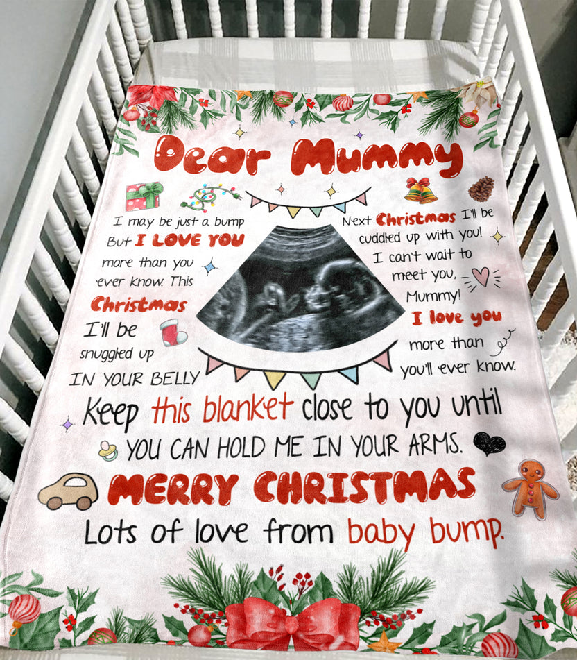 Personalized Blanket For Future Mother From Baby Bump Pregnency I Can't Wait To Meet You Mommy Custom Name Upload Photo New Parents Gifts Fleece Sherpa Blanket For Christmas Xmas