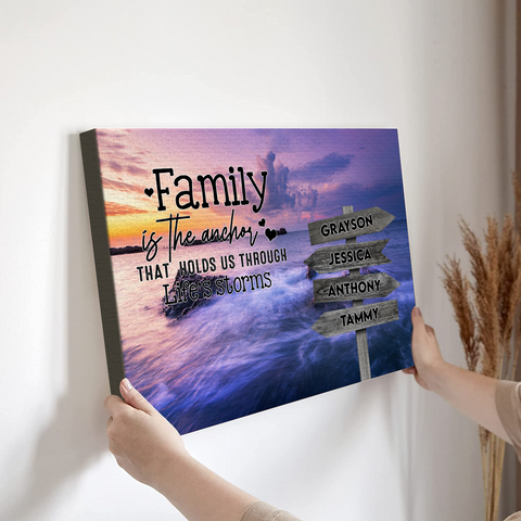 Personalized Canvas Wall Art For Mom Dad Kids From Son Daughter Street Sign Multi Name Family Is The Anchor Custom Multi Name Poster Prints Home Decor Family Gifts For Mom Dad