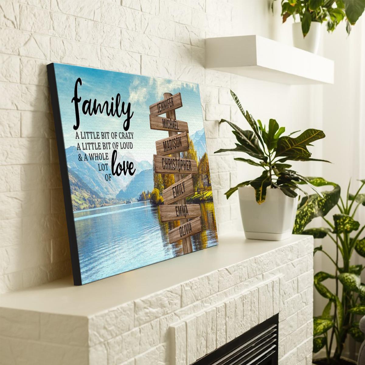 Personalized Canvas Wall Art For Parents Grandparents From Kids Grandkids Wooden Signs A Little Crazy Custom Multi Name Poster Prints Home Decor Family Gifts For Mom Dad On Birthday