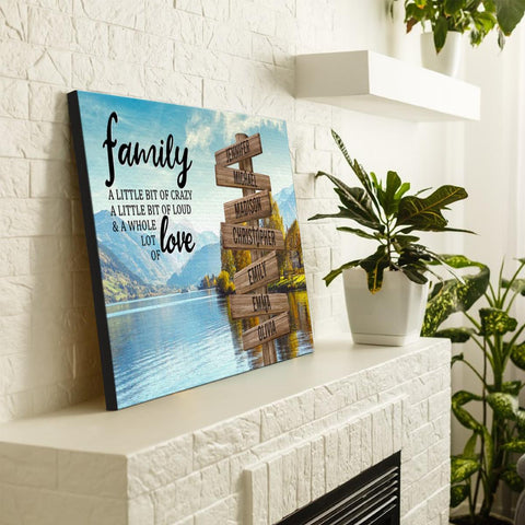 Personalized Canvas Wall Art For Parents Grandparents From Kids Grandkids Wooden Signs A Little Crazy Custom Multi Name Poster Prints Home Decor Family Gifts For Mom Dad On Birthday