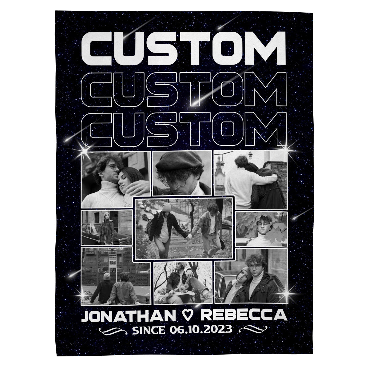 Custom Personalized Photo Blanket, Name And Since Date, Soft Blanket With Picture , Couple Memory With Photo Layout Gifts For Him Her Honey, Custom Fleece Sherpa