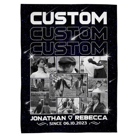 Custom Personalized Photo Blanket, Name And Since Date, Soft Blanket With Picture , Couple Memory With Photo Layout Gifts For Him Her Honey, Custom Fleece Sherpa