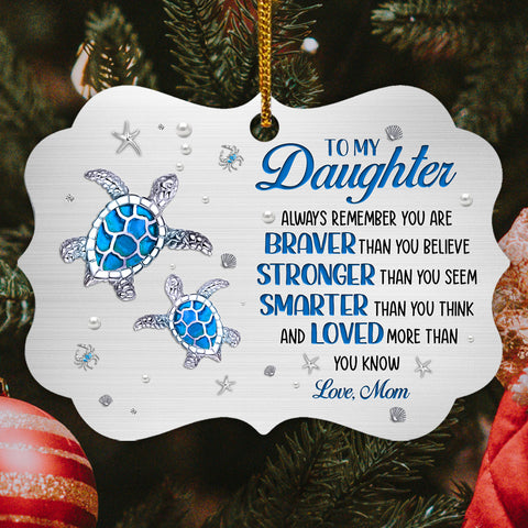 Cute Turtle You Are Smarter Than You Think Jewelry Style Printed Aluminum Ornament, Christmas Tree Holiday Ornament, Mom To Daughter Keepsake Gifts For Daughter Girl From Mom Mother